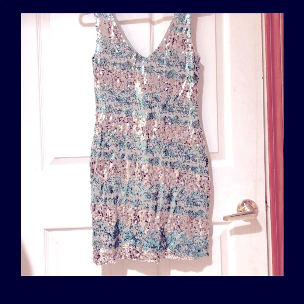 As U Wish Sexy Party Dress. Blue/Silver